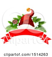 Clipart Of A Christmas Santa Hat And Banner Royalty Free Vector Illustration by Vector Tradition SM