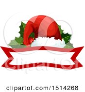 Clipart Of A Christmas Santa Hat And Banner Royalty Free Vector Illustration