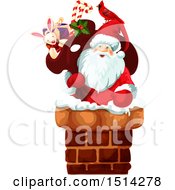 Poster, Art Print Of Santa Claus Climbing Into A Chimney