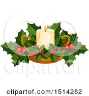 Poster, Art Print Of Christmas Candle With Holly