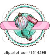 Clipart Of A Christmas Stocking And Bauble Ornament Royalty Free Vector Illustration by Vector Tradition SM