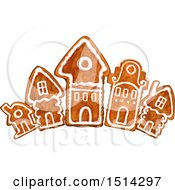 Row Of Christmas Gingerbread Houses