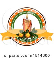 Clipart Of A Christmas Candle With Branches And Baubles Royalty Free Vector Illustration