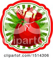 Clipart Of A Sack With Candy Canes And A Gift Royalty Free Vector Illustration