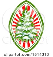 Clipart Of A Snow Flocked Christmas Tree Royalty Free Vector Illustration