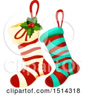 Clipart Of A Pair Of Christmas Stockings Royalty Free Vector Illustration by Vector Tradition SM