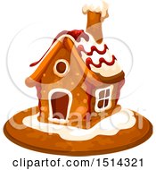 Clipart Of A Christmas Gingerbread House Royalty Free Vector Illustration