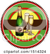 Clipart Of A Champagne Bottle And Glasses Royalty Free Vector Illustration