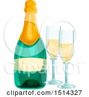 Bottle Of Champagne And Glasses
