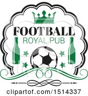 Poster, Art Print Of Soccer Ball Beer Bottles And Crown Sports Pub Bar Design