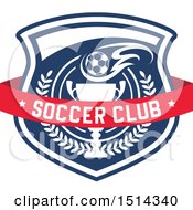 Poster, Art Print Of Soccer Ball And Trophy Shield With Text
