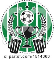 Clipart Of A Soccer Ball Beer Mugs And Trophy Wreath Sports Pub Bar Design Royalty Free Vector Illustration