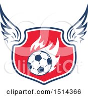 Clipart Of A Winged Soccer Ball Shield Royalty Free Vector Illustration
