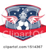 Poster, Art Print Of Crowned Winged Soccer Ball Shield