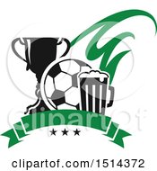 Poster, Art Print Of Soccer Ball Beer Mug And Trophy Sports Pub Bar Design