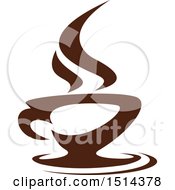 Clipart Of A Dark Brown Steamy Coffee Mug Royalty Free Vector Illustration