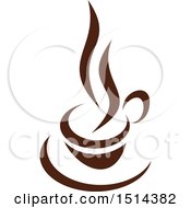 Clipart Of A Dark Brown Steamy Coffee Mug Royalty Free Vector Illustration