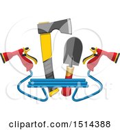 Clipart Of A Hatchet Hand Spade And Spray Nozzles Royalty Free Vector Illustration by Vector Tradition SM