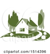 Clipart Of A Green Home Residence Royalty Free Vector Illustration