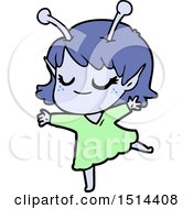 Poster, Art Print Of Smiling Alien Girl Cartoon Dancing