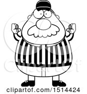 Poster, Art Print Of Black And White Chubby Male Referee With A Mustache Gesturing Good