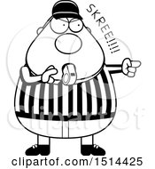Poster, Art Print Of Black And White Chubby Male Referee Blowing A Whistle