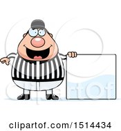 Poster, Art Print Of Chubby Male Referee By A Blank Sign