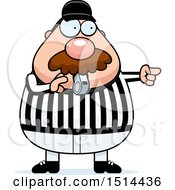 Poster, Art Print Of Chubby Male Referee With A Mustache Blowing A Whistle