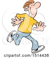 Poster, Art Print Of Cartoon Happy Man Running