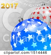 Poster, Art Print Of 3d Starry Christmas Bauble Ornaments With 2017 Over Snowflakes And Stars