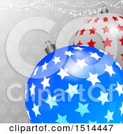 Poster, Art Print Of 3d Starry Christmas Bauble Ornaments Over Snowflakes And Stars