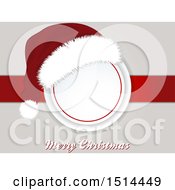 Poster, Art Print Of Santa Hat Over A Frame And Ribbon With Merry Christmas Text