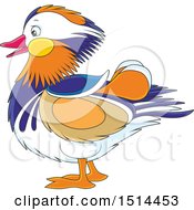 Clipart Of A Cute Mandarin Duck In Profile Royalty Free Vector Illustration