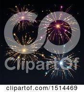 Clipart Of A Colorful New Year Fireworks Background Royalty Free Vector Illustration