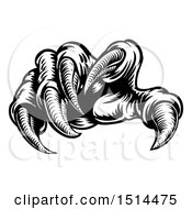 Poster, Art Print Of Monster Claws In Black And White Woodcut Style
