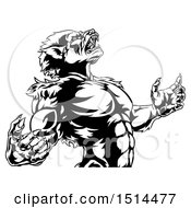 Clipart Of A Black And White Werewolf Beast Howling And Transforming Royalty Free Vector Illustration
