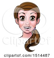Clipart Of A Cartoon Brunette Womans Face Royalty Free Vector Illustration