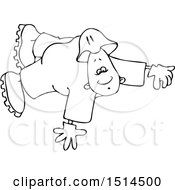 Poster, Art Print Of Black And White Cartoon Male Worker Floating Or Flying