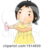 Poster, Art Print Of Girl Sick With Chicken Pox Applying Lotion