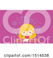Clipart Of A Girl Writing Her Story Royalty Free Vector Illustration by BNP Design Studio