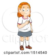 Clipart Of A Red Haired Girl Reciting The Pledge Of Allegiance Royalty Free Vector Illustration