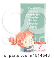 Poster, Art Print Of School Girl With The Seven Days Of The Week