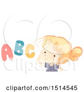 Poster, Art Print Of Girl With Abc Letters