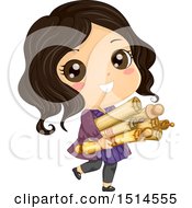 Poster, Art Print Of Girl Carrying Old Scrolls