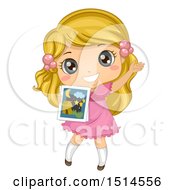 Poster, Art Print Of Blond Girl Holding A Picture And Telling A Story
