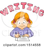 Poster, Art Print Of Red Haired Girl Writing Under Text