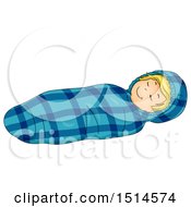 Poster, Art Print Of Boy Sleeping In A Mummy Bag