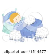 Poster, Art Print Of Boy Sleeping With Sheep On And Around His Bed