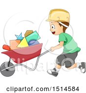 Poster, Art Print Of Boy Pushing Shapes In A Wheelbarrow