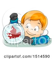 Clipart Of A Red Haired Boy Holding A Sun Catcher With A Maple Leaf Royalty Free Vector Illustration